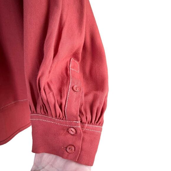 Joie Saiyuri Button Down Drapey Blouse Shirt in Desert Spice Orange, Size Medium - Picture 10 of 14